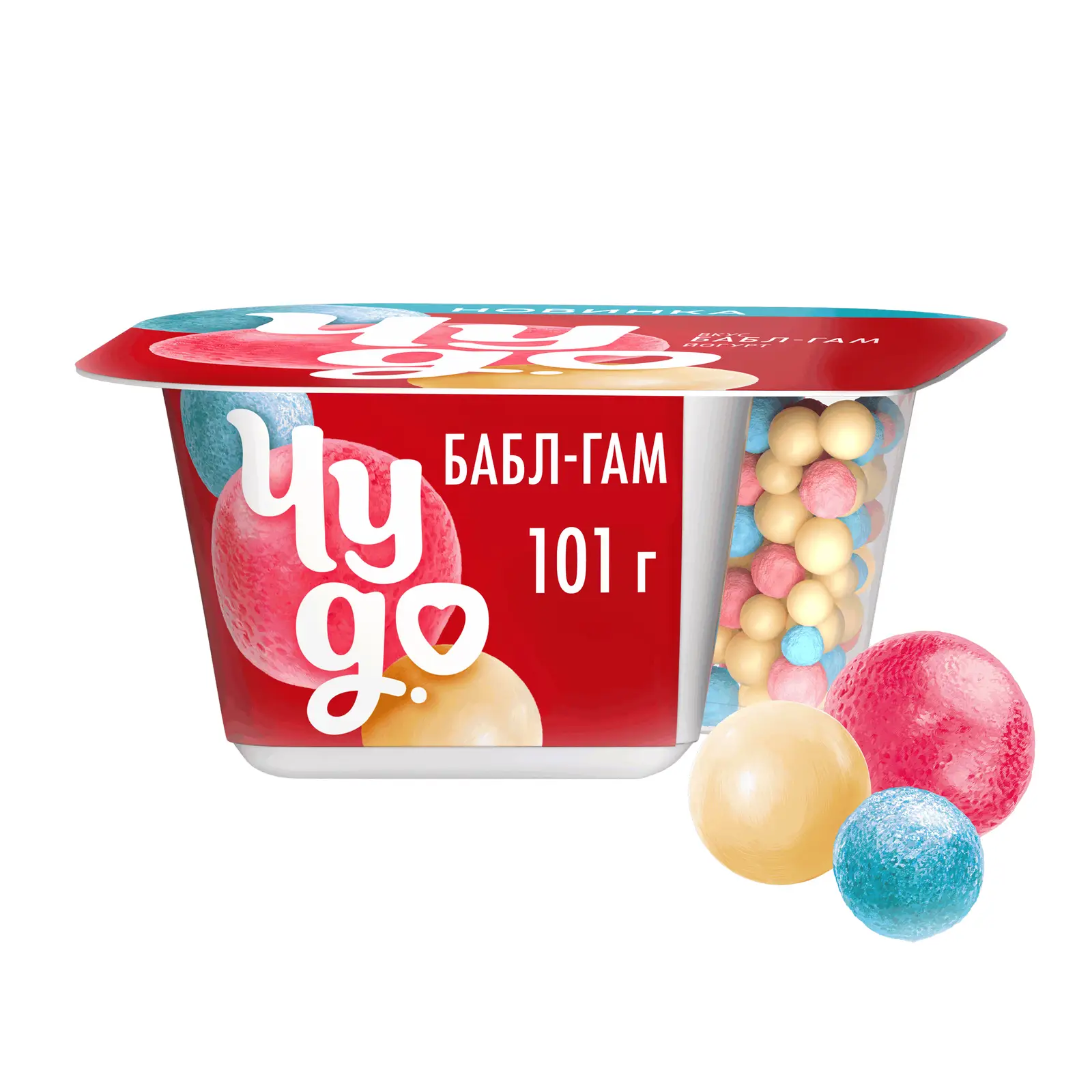 Изображение товара Йогурт Чудо Бабл гам 4% с злаковыми шариками 101г