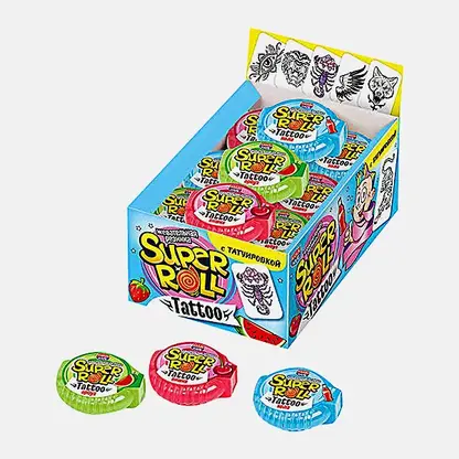 Жевательная резинка Super Roll Tattoo Канди Клаб 12г в ассортименте