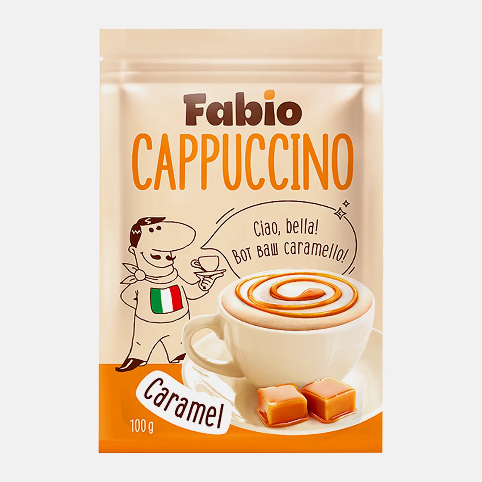Напиток кофейный растворимый Fabio Cappuccino Caramel 100г Напиток кофейный растворимый Fabio Cappuccino Caramel 100г