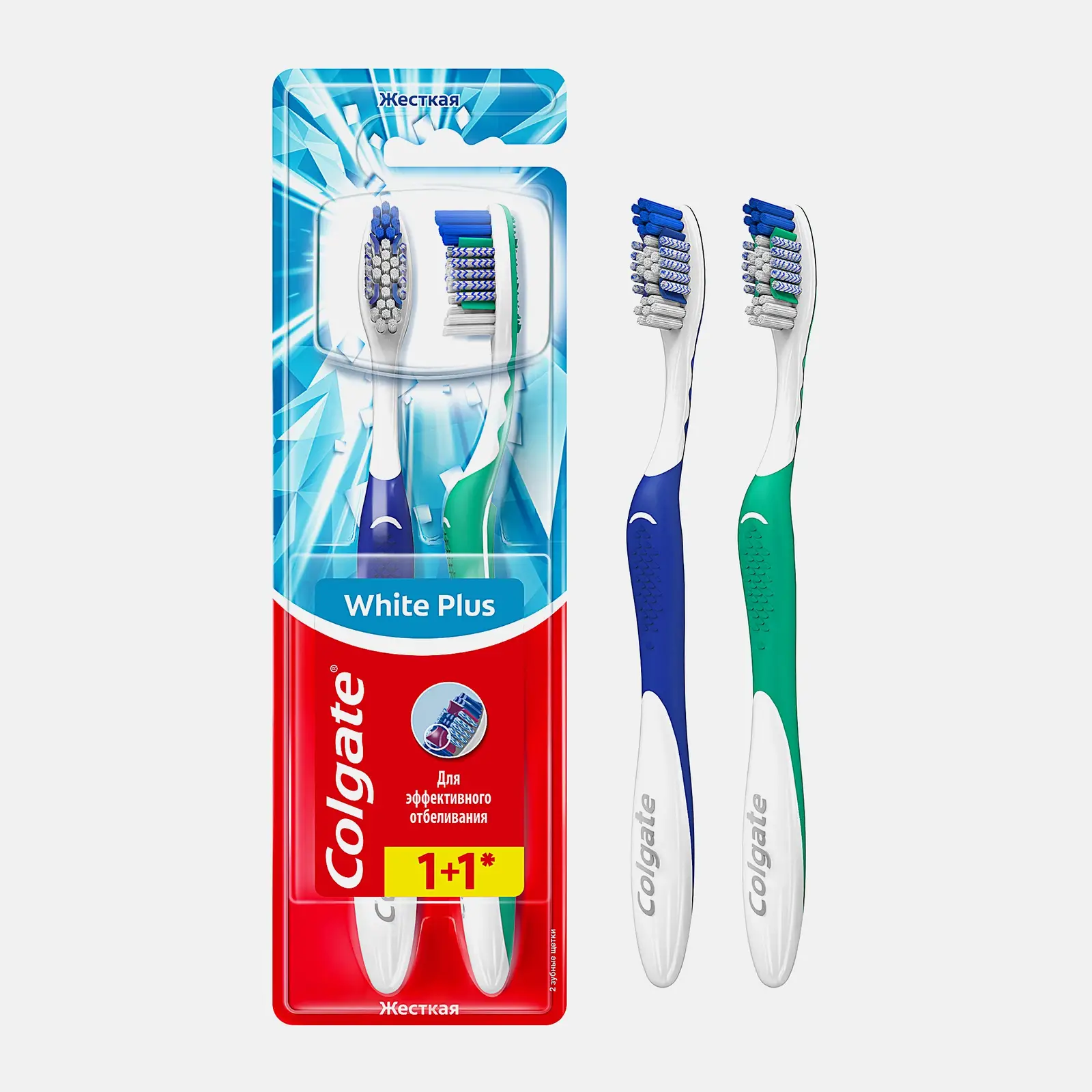 Зубная щетка Colgate White Plus + Зубная щетка жесткая