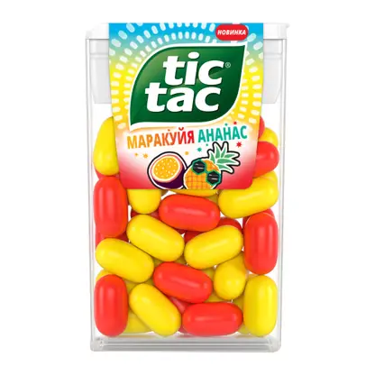Изображение товара Драже со вкусом маракуйи и ананаса Tic Tac 16г Изображение товара Драже со вкусом маракуйи и ананаса Tic Tac 16г