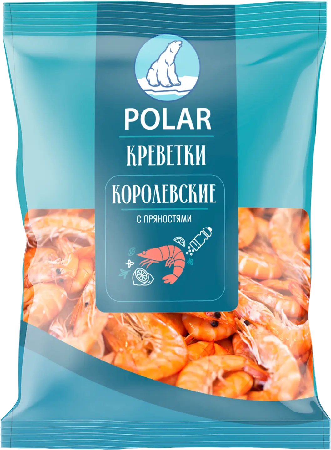 Креветки Polar королевские 90/110 с пряностями неразделанные 400г -  Магнит-Продукты