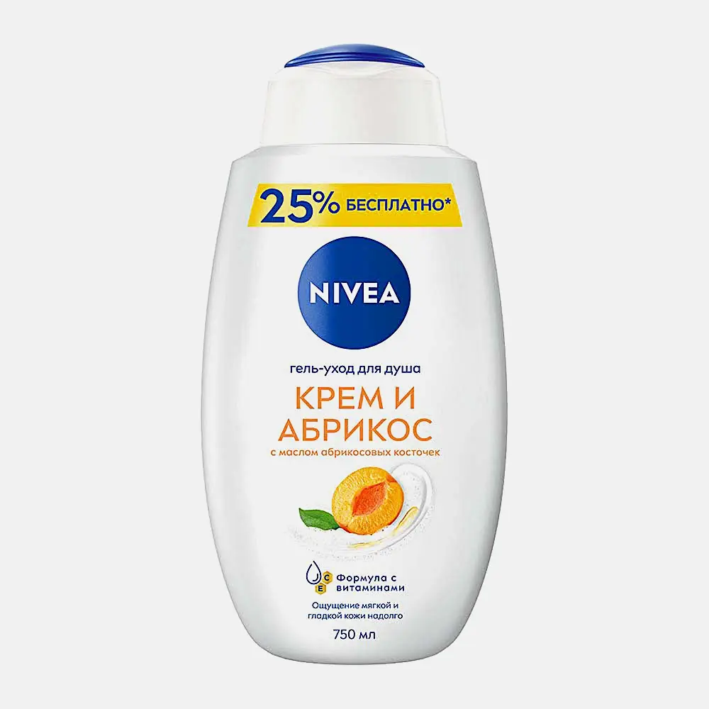 Крем-гель для душа Молоко и абрикос NIVEA 750мл Крем-гель для душа Молоко и абрикос NIVEA 750мл