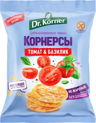 Изображение товара Корнерсы Dr.Korner Кукурузно-рисовые с томатом и базиликом 50г