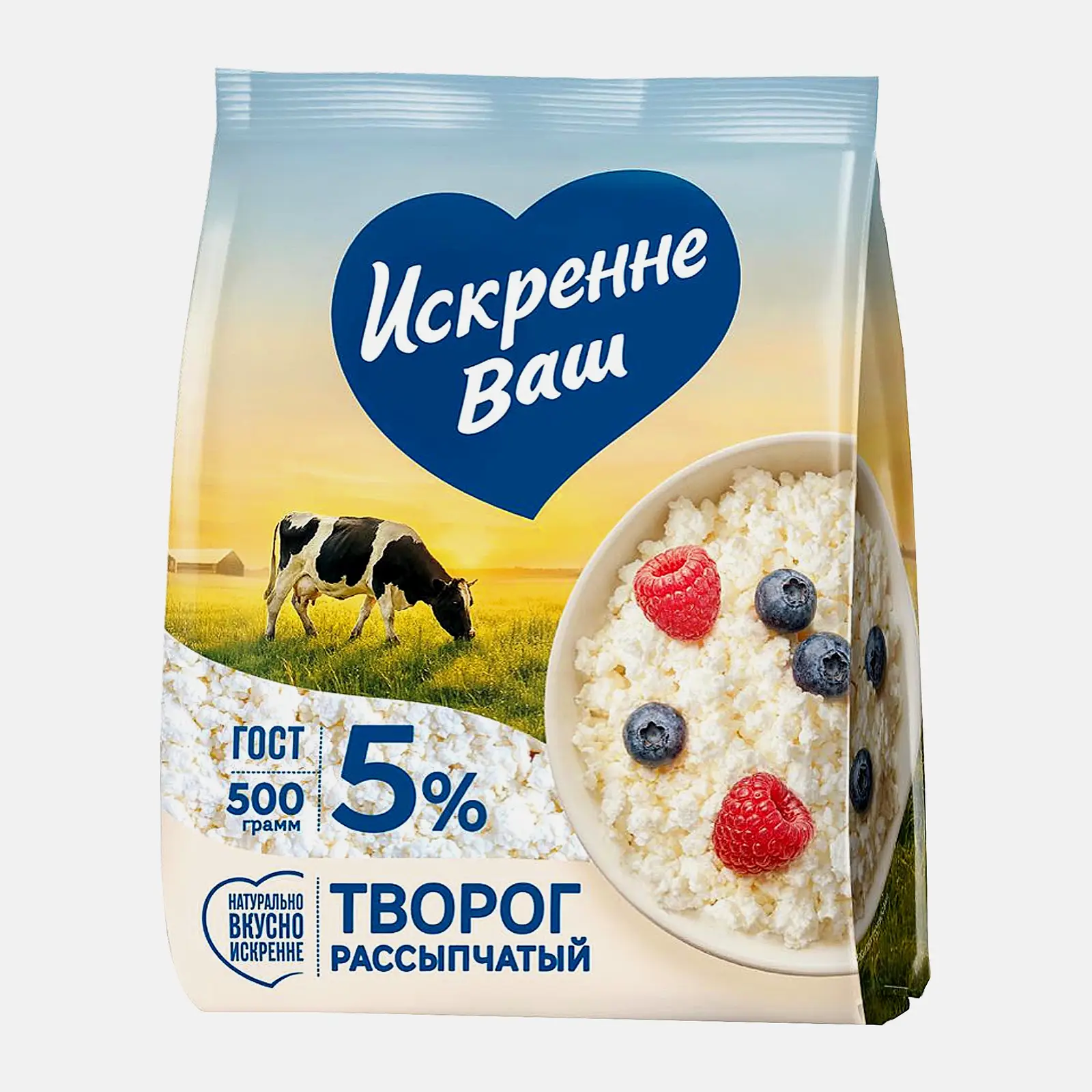 Изображение товара Творог Искренне Ваш рассыпчатый 5% 500г - натуральный и вкусный продукт