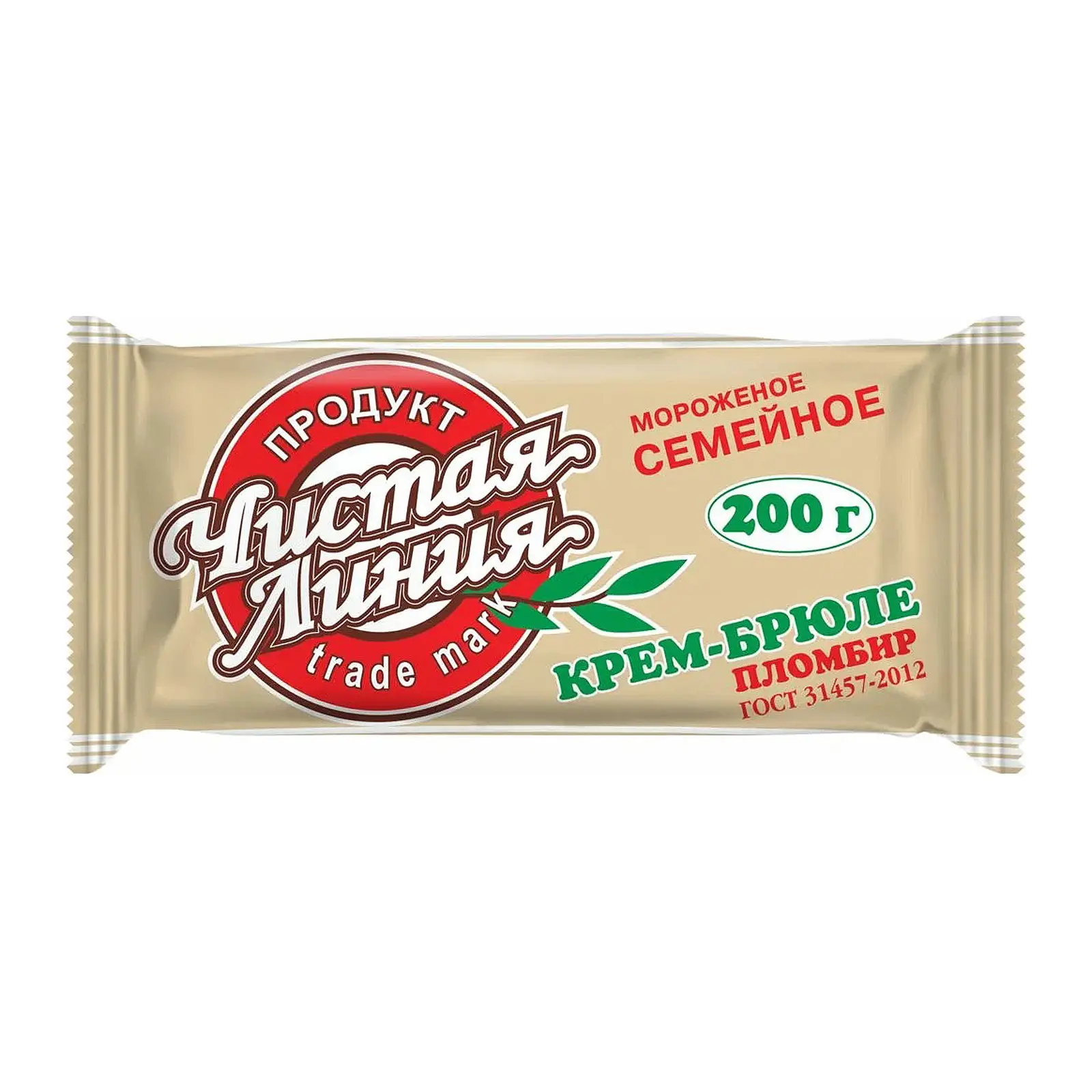 Изображение товара Мороженое Чистая Линия крем-брюле 12% 200г натуральное сладкое лакомство