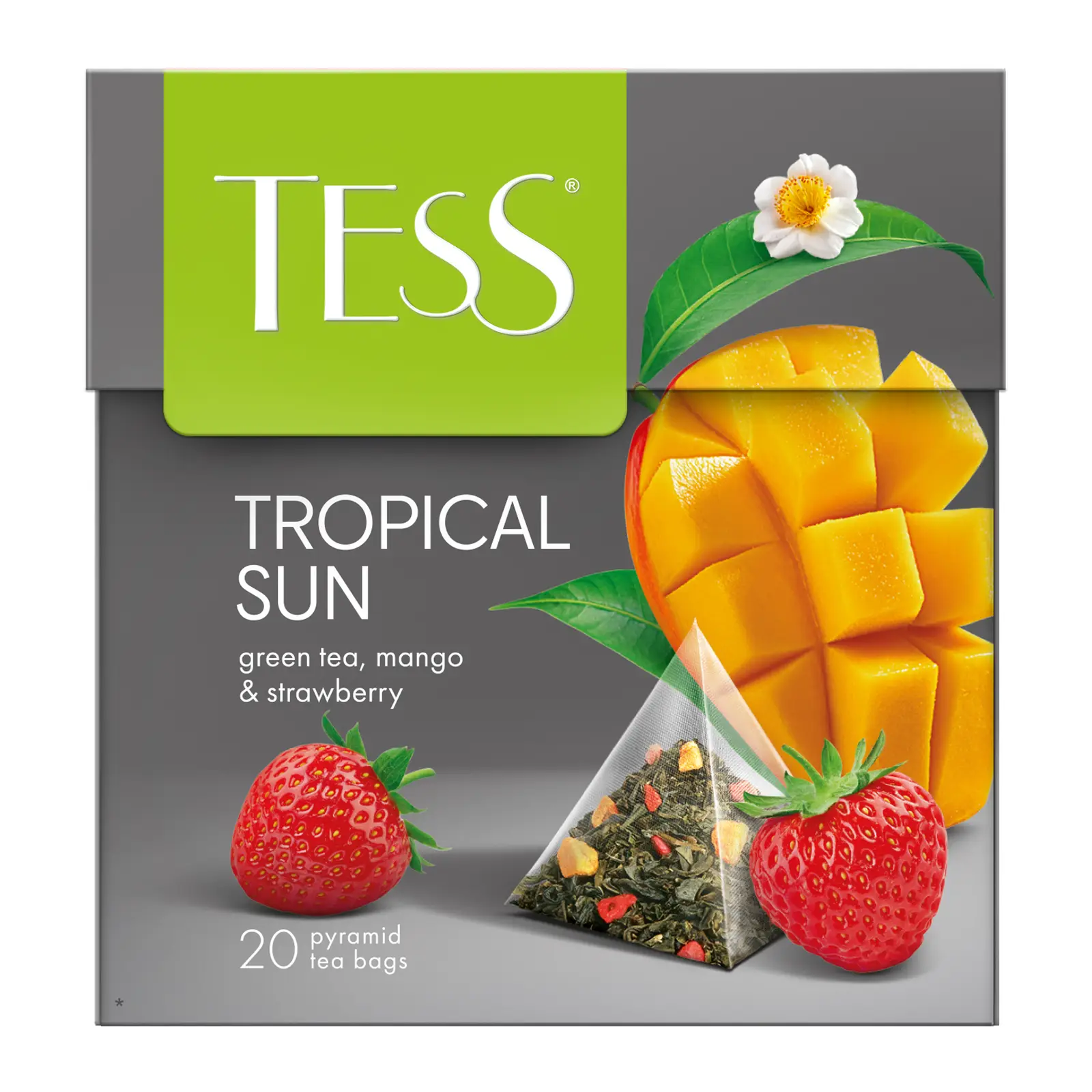 Изображение товара Зеленый чай со вкусом манго-клубника Tess Tropical Sun 20пак 36г