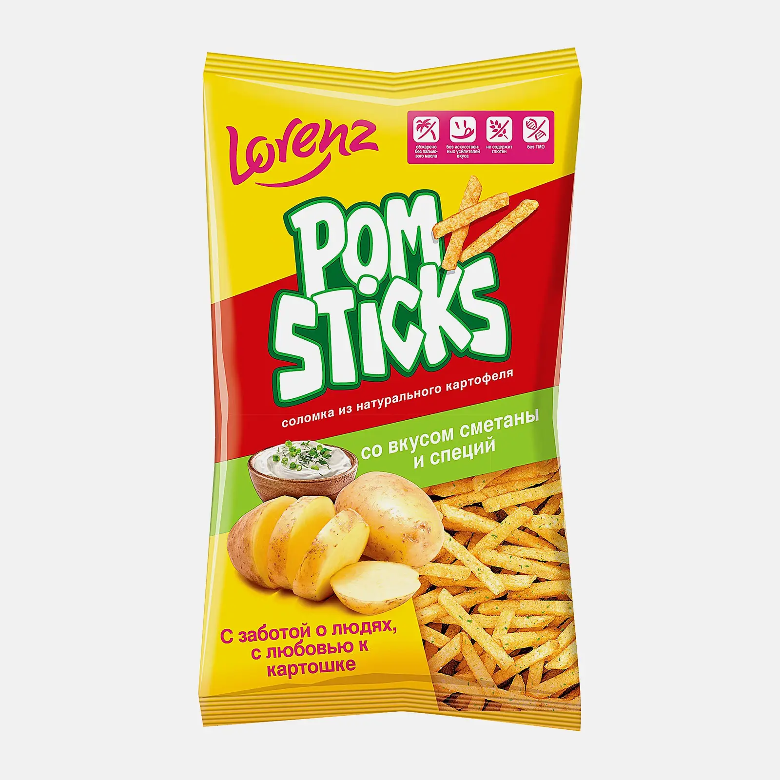 Изображение товара Картофельные чипсы Pomsticks со вкусом сметаны и специй 100 г Изображение товара Картофельные чипсы Pomsticks со вкусом сметаны и специй 100 г