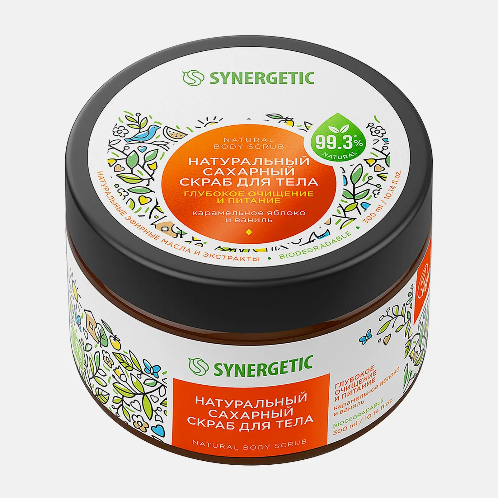 Скраб для тела Synergetic Очищение и питание карамель яблоко и ваниль 300мл Скраб для тела Synergetic Очищение и питание карамель яблоко и ваниль 300мл