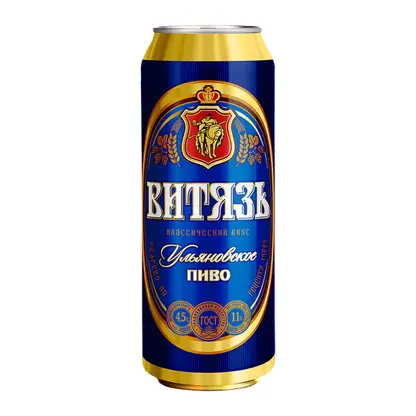 Пиво Витязь Ульяновское светлое фильтрованное пастеризованное 4.5% 450мл