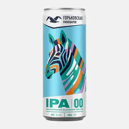 Светлое пиво нефильтрованное безалкогольное Горьковская Пивоварня Ipa 00 0.5% 330мл