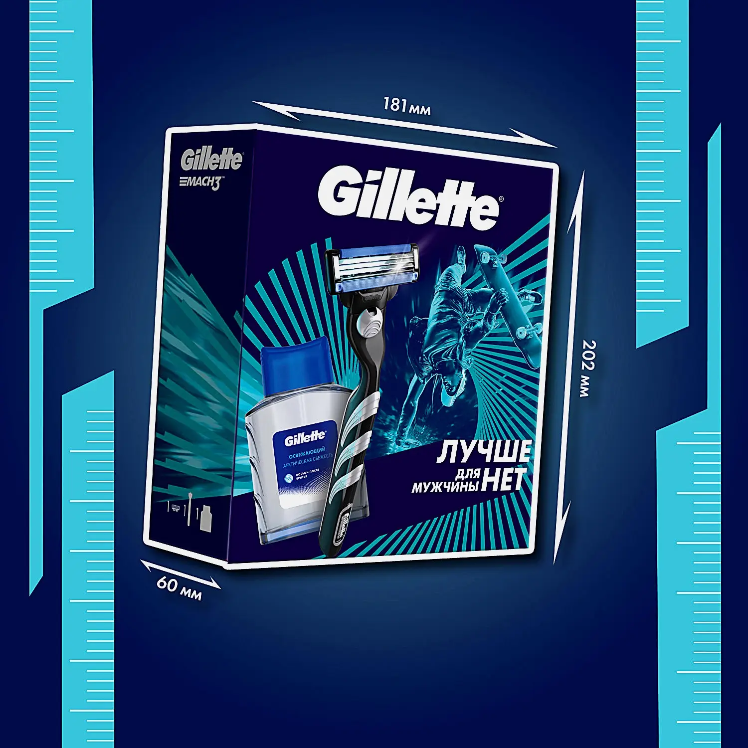 Подарочный набор для бритья Gillette Станок Mach3 со сменной кассетой + Лосьон после бритья 50мл