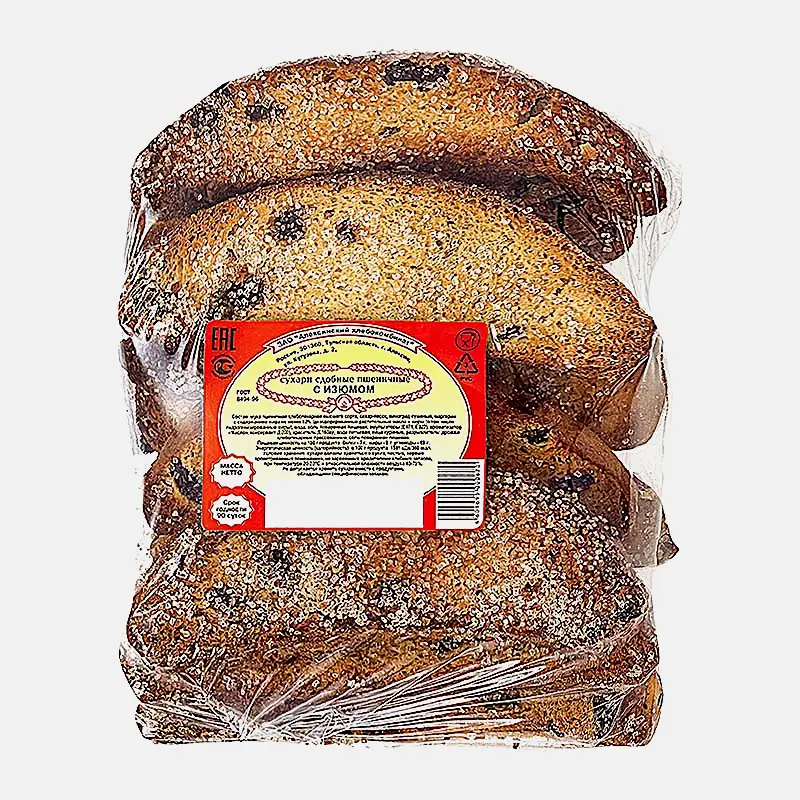 Изображение товара Сухари с изюмом 350 г Тульский ХК натуральные сладкие вкусные