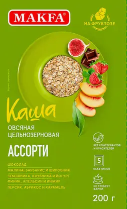Каша Makfa овсяная цельнозерновая ассорти 200г