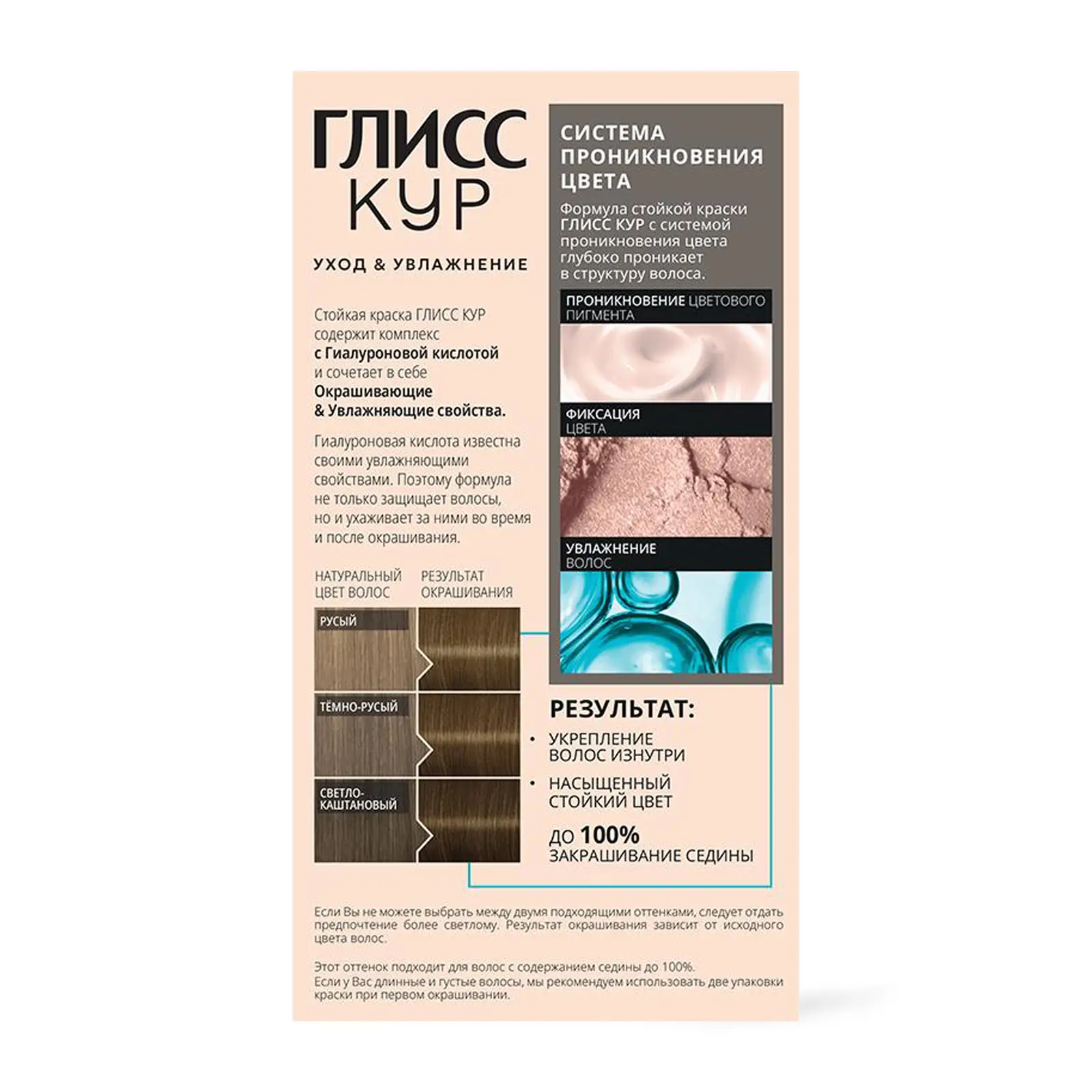 Стойкая краска для волос Глисс Кур Уход & Увлажнение профессиональная 7-00 Тёмно-русый