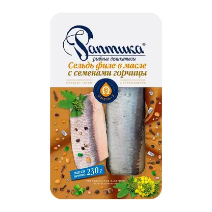 Изображение товара Филе сельди Раптика тихоокеанской в масле с семенами горчицы 230г