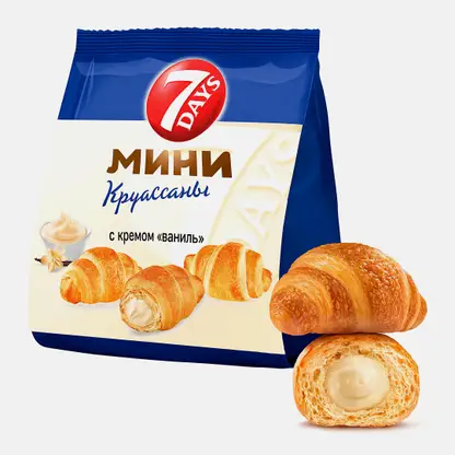 Мини-круассаны со вкусом ваниль 7 Days 123г