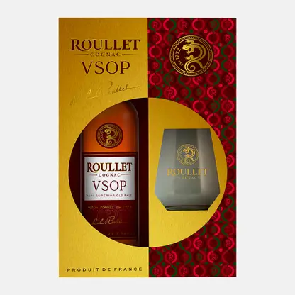 Коньяк Vsop ординарный четырехлетний Roullet 40% 500мл + стакан