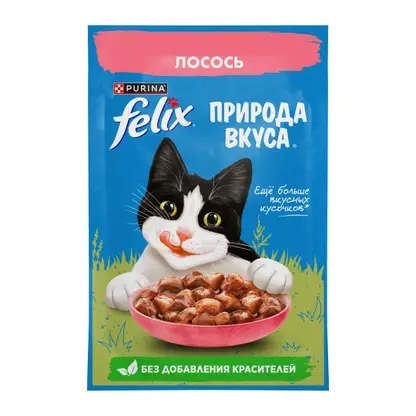 Изображение товара Влажный корм для кошек Felix Природа вкуса c лососем в соусе 75г