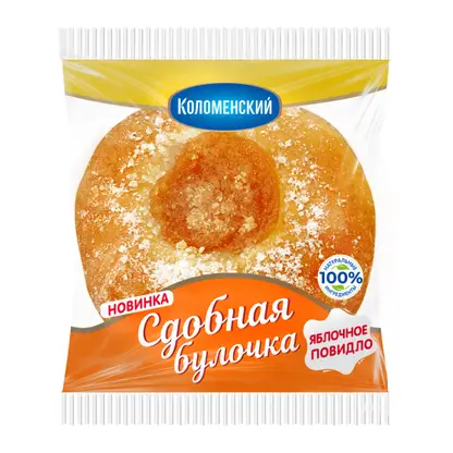 Изображение товара Булочка сдобная с яблочной начинкой 60г