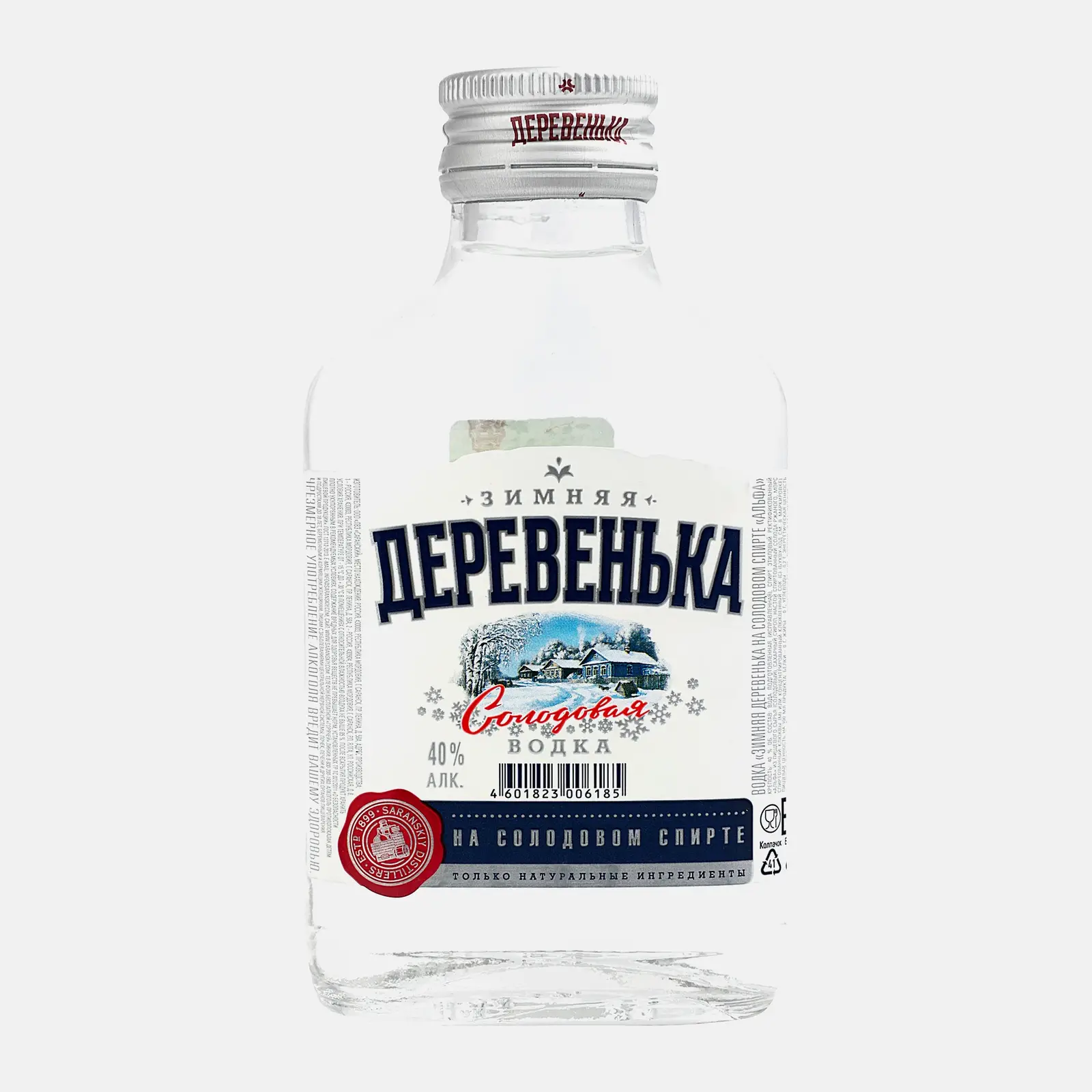 Изображение товара Водка Зимняя деревенька солодовая 40% 100мл оригинальный российский напиток