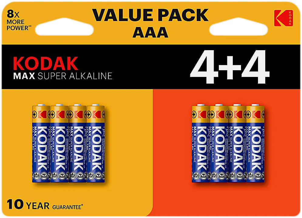 Батарейки Kodak Max Alkaline ААА 4+4шт