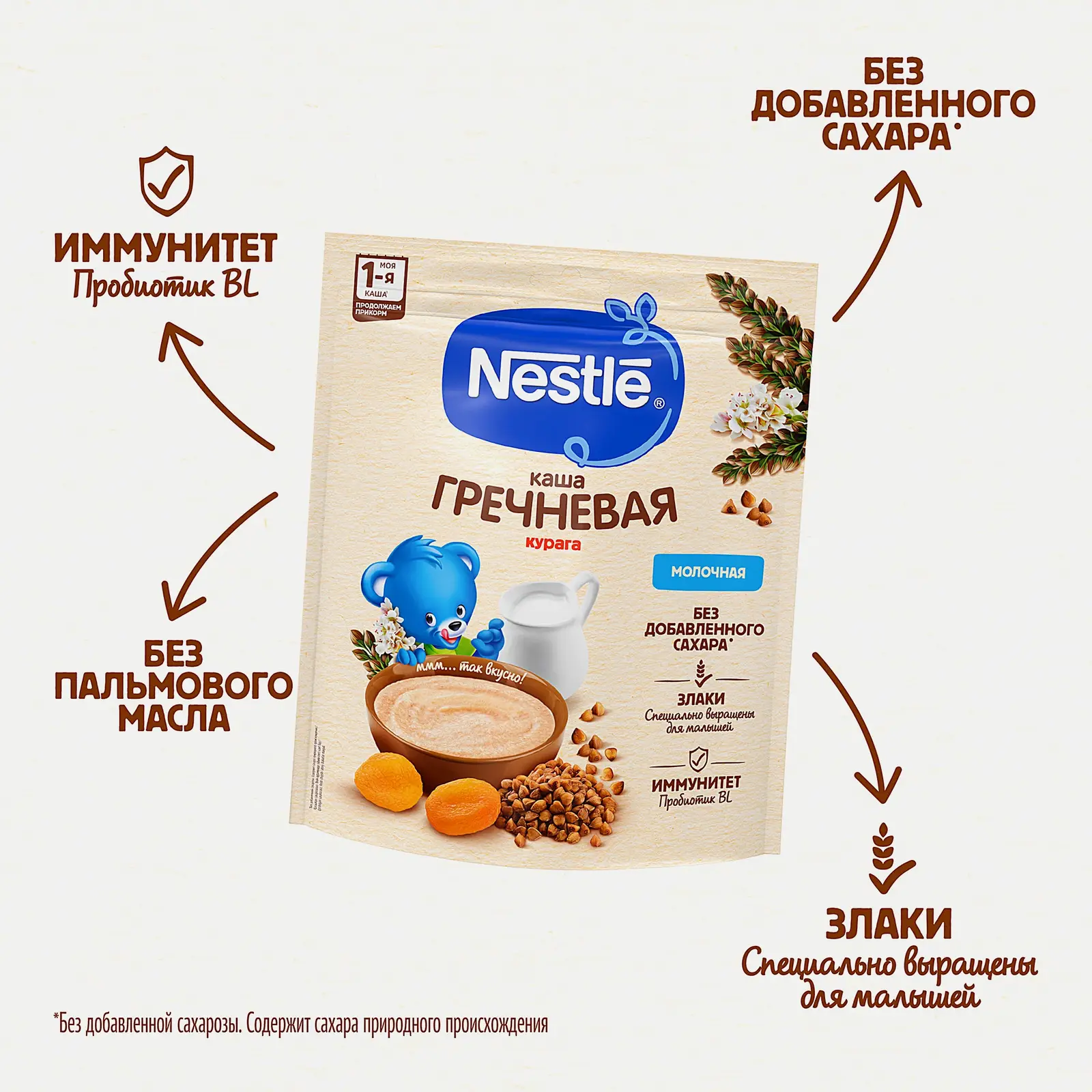 Каша Nestle Молочная Гречневая с курагой 200г