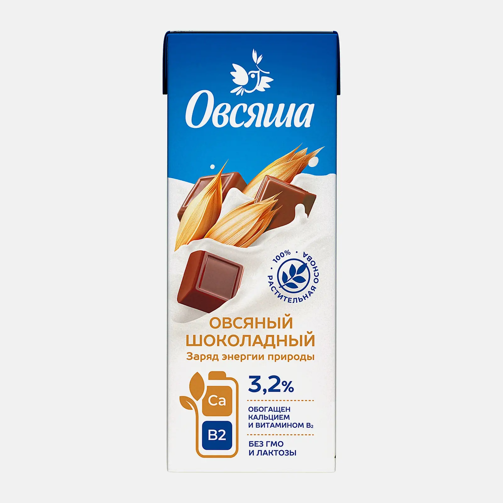 Напиток овсяный шоколадный обогащенный кальцием и витамином В2 Овсяша 3.2% 200мл