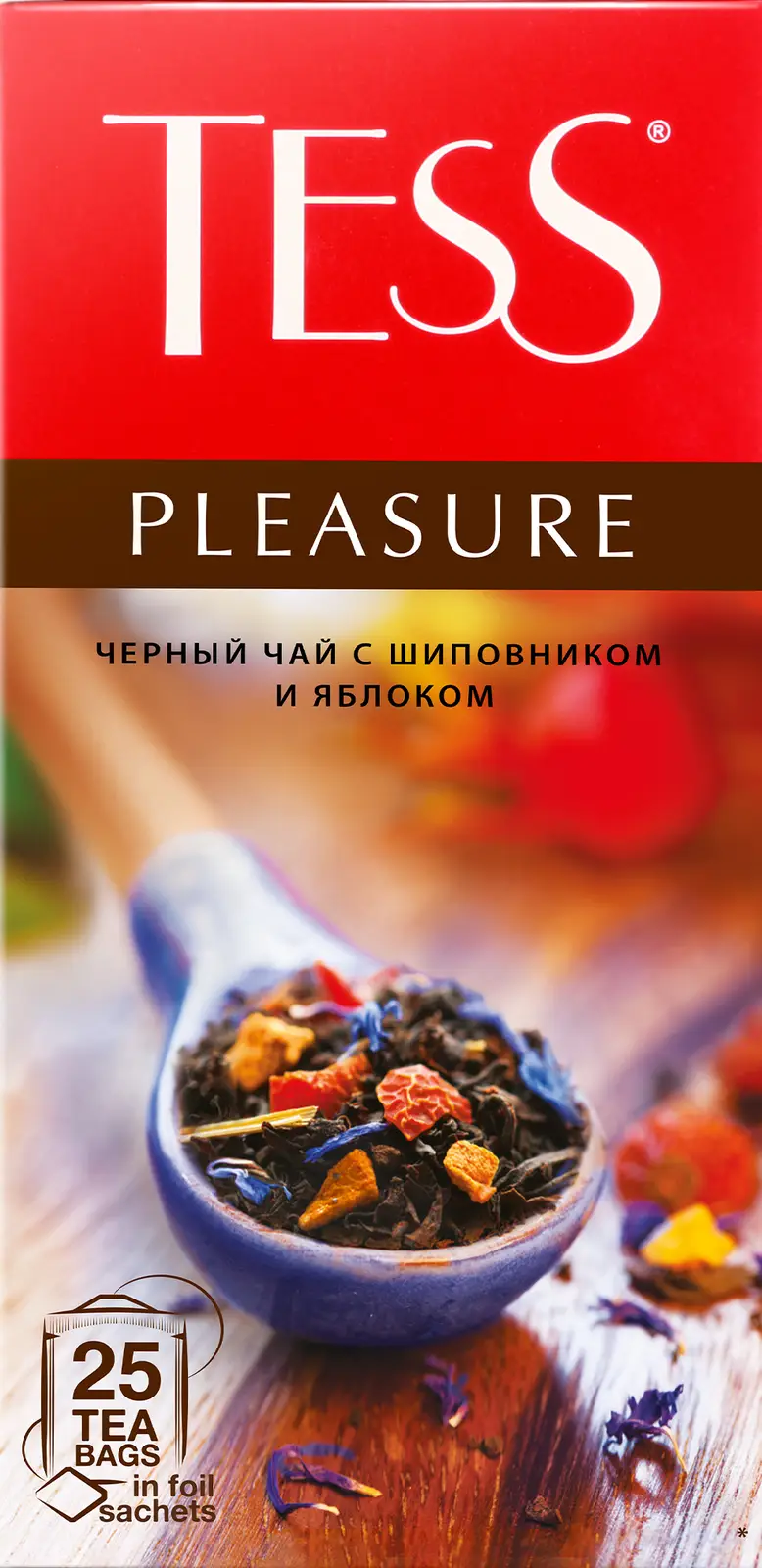 Чай черный Tess Pleasure с шиповником и яблоком 25пак*1.5г 37.5г — в  каталоге на сайте сети Магнит | Краснодар