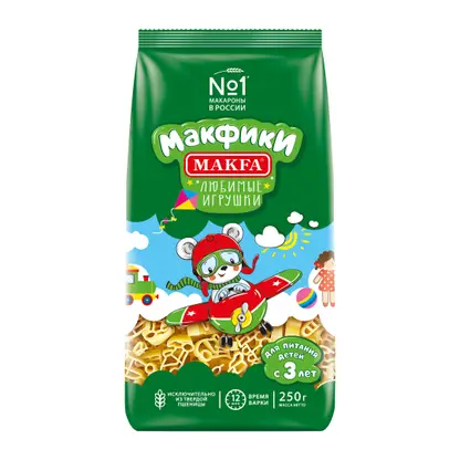 Изображение товара Макароны Makfa Макфики Любимые игрушки 250г Изображение товара Макароны Makfa Макфики Любимые игрушки 250г