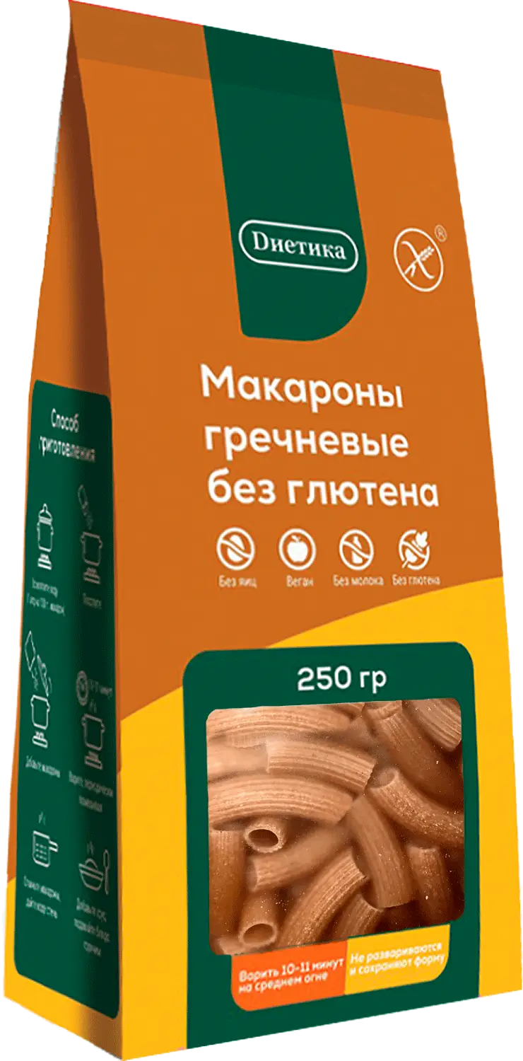 Макароны Диетика Трубочка гречневые без глютена 250г — в каталоге на сайте  сети Магнит | Краснодар