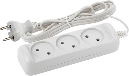 Удлинитель Эра 3 розетки с выключателем без заземления 10А 2200Вт 3м