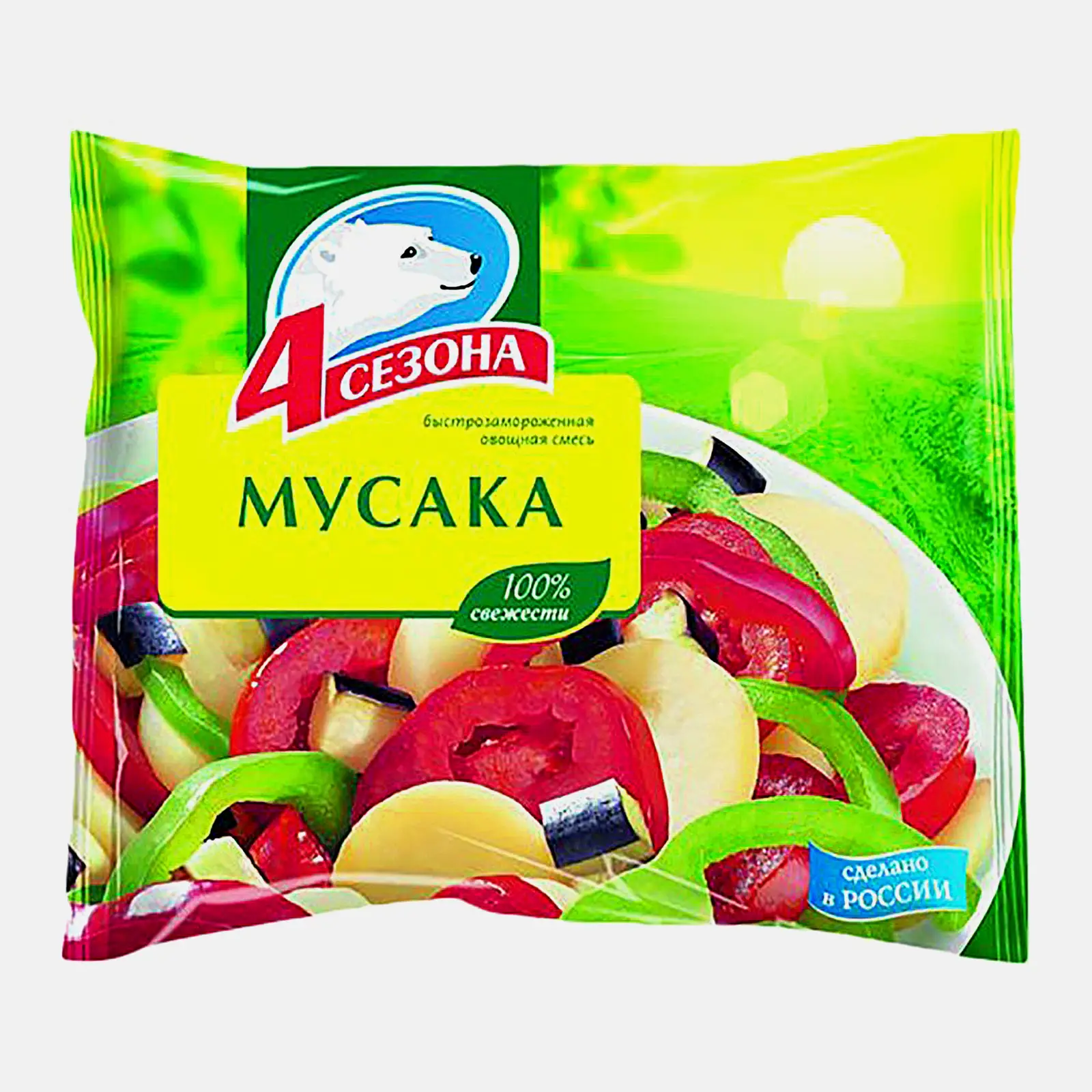 Изображение товара Купить Мусака 4 Сезона быстрозамороженная 400г — овощная смесь