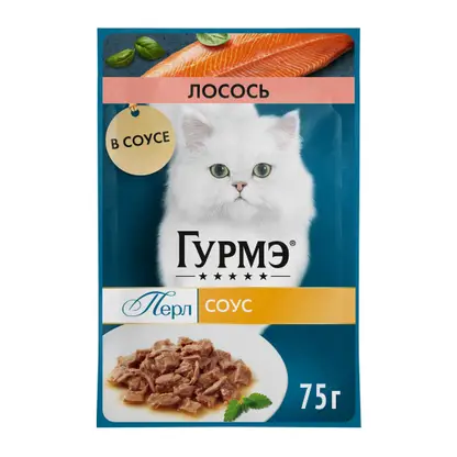 Изображение товара Влажный корм для кошек Гурмэ Перл Нежное филе с лососем в соусе 75г