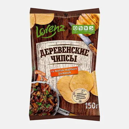 Чипсы Lorenz Деревенские картофельные со вкусом жаренных рыжиков 150г