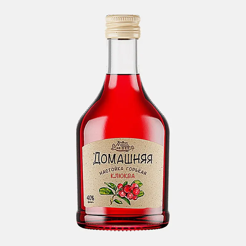 Изображение товара Настойка горькая клюквенная Домашняя 40% 250мл натуральный крепкий напиток