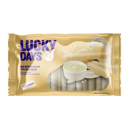 Изображение товара Вафельные трубочки со вкусом сгущённого молока Lucky Days 200г