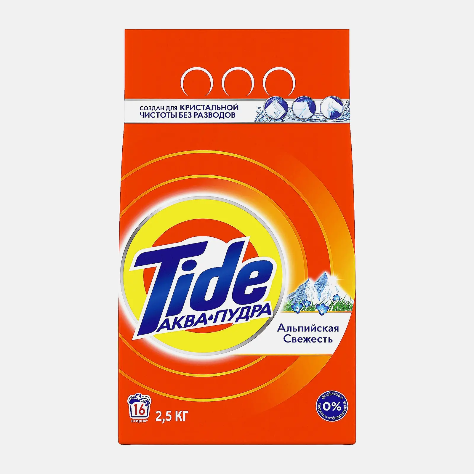 Изображение товара Таблица с названием товара: Стиральный порошок Tide Автомат Альпийская свежесть 2.5кг