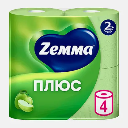 Туалетная бумага Zemma Плюс Яблоко 2 слоя 4 рулона в ассортименте
