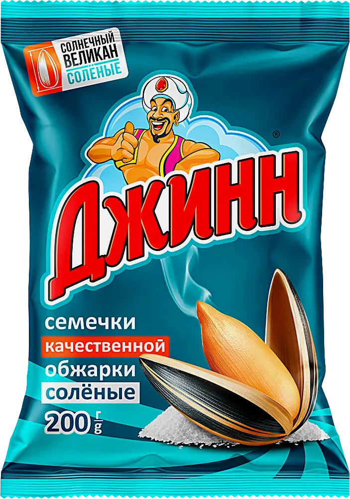 Семечки подсолнечника Джинн Солнечные Великан жареные полосатые солёные 200г
