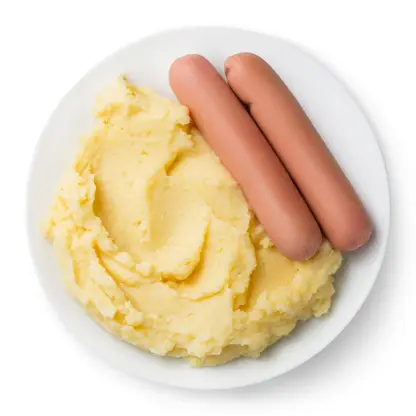 Изображение товара Сосиски отварные с картофельным пюре 200г