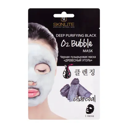 Изображение товара Маска для лица Skinlite Черная пузырьковая Древесный уголь 20г