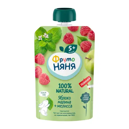 Изображение товара Пюре ФрутоНяня из яблок малины и мелиссы 90г