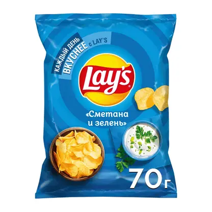 Изображение товара Чипсы Lays Сметана и зелень 70г