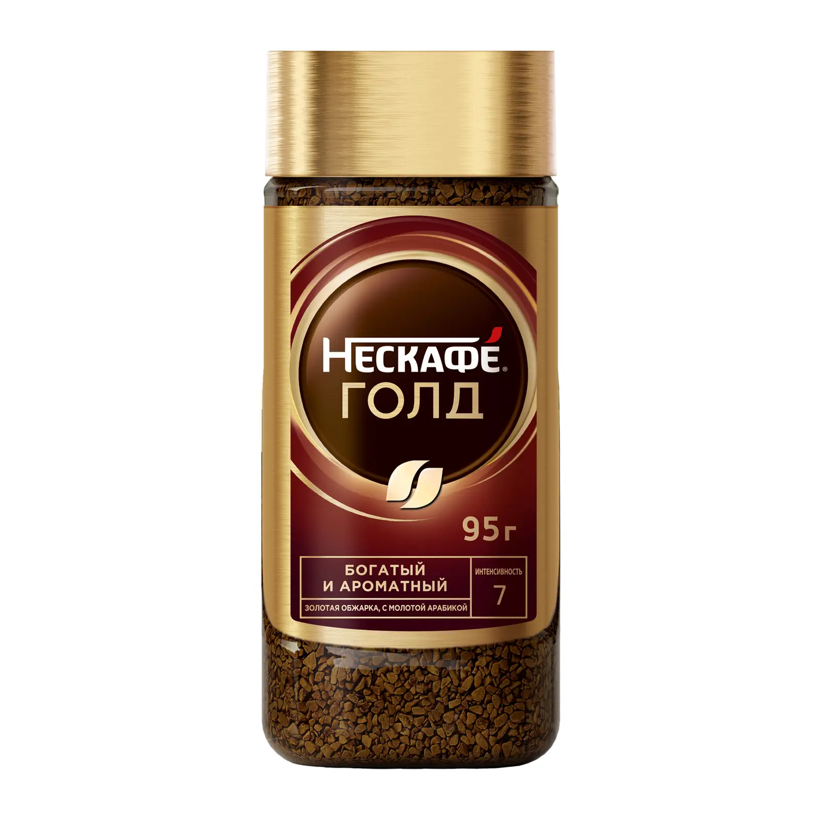 Изображение товара Кофе Нескафе Голд растворимый сублимированный 95 г, натуральный и ароматный