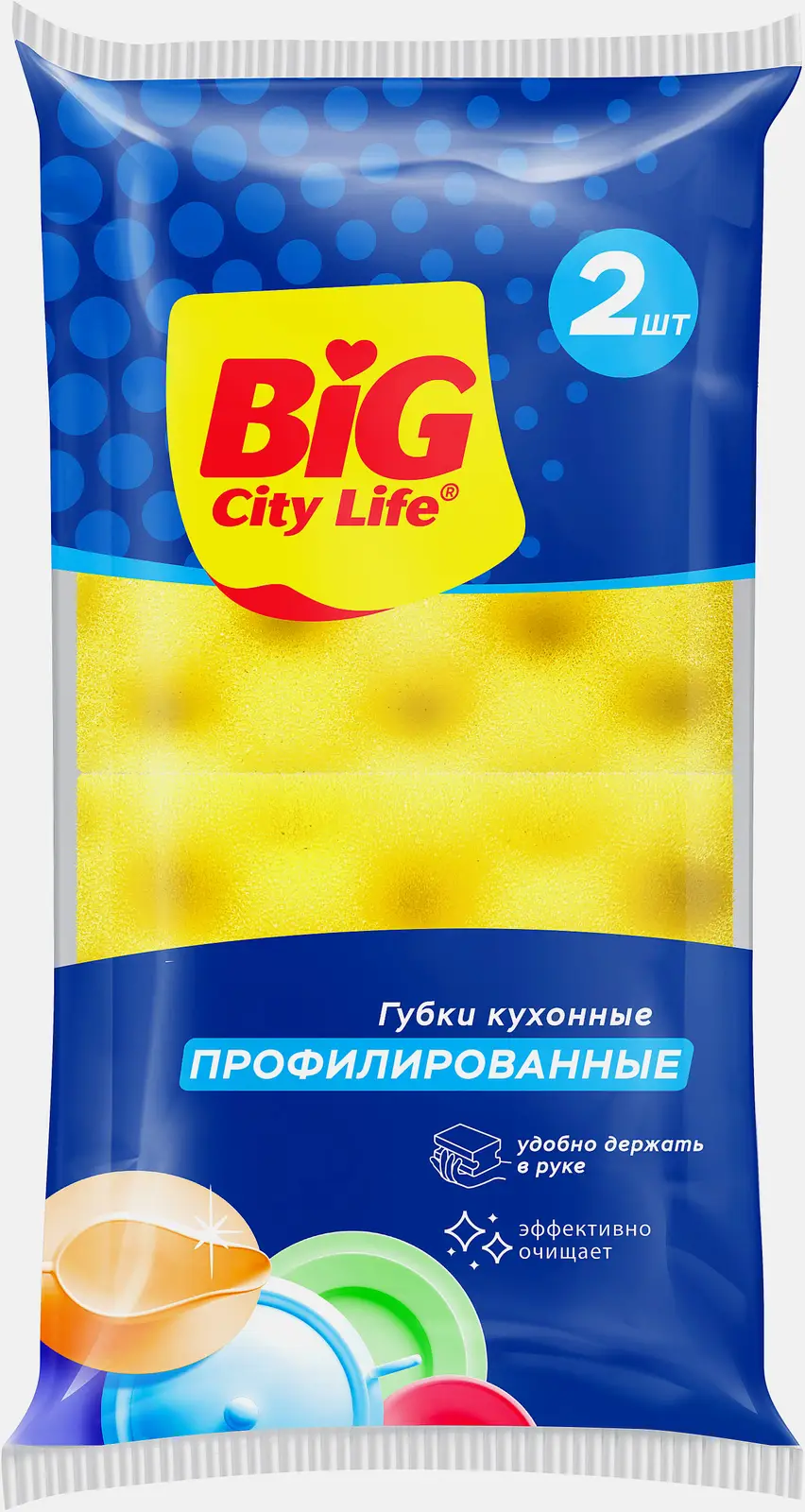 Губка для посуды Big City Life профил Волна 2шт
