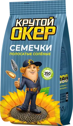 Изображение товара Семечки подсолнечника полосатые соленые Крутой Окер 350г - полезный снек