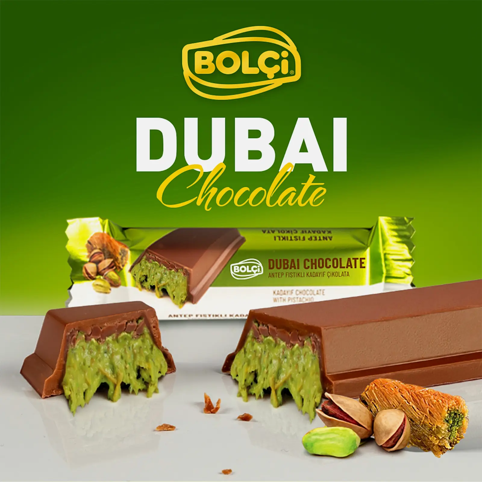 Шоколад Bolci дубайский фисташковый крем катаифи 30г