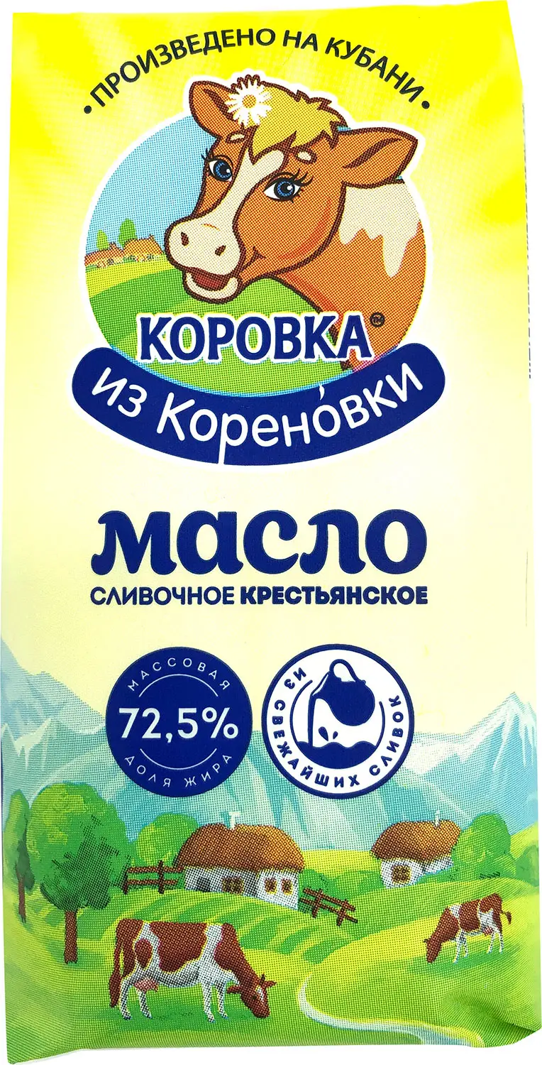 Масло сливочное Коровка из Кореновки Крестьянское 72.5% 400г -  Магнит-Продукты