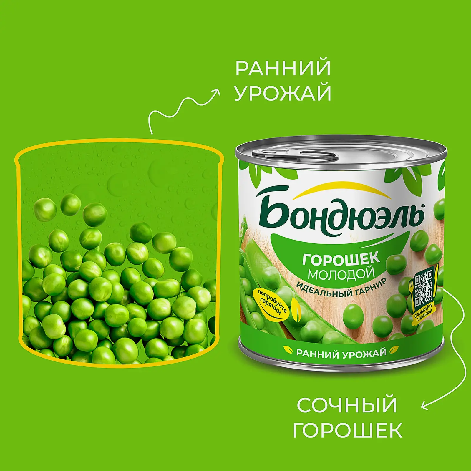 Горошек Бондюэль молодой 400г - фото 3 Горошек Бондюэль молодой 400г - фото 3